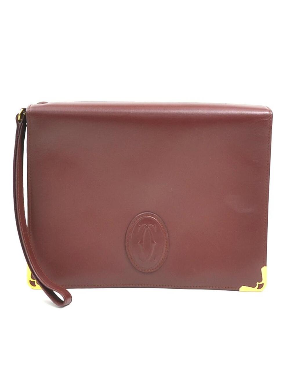 Auth Cartier Clutch Bag Burgundy #345746C17B